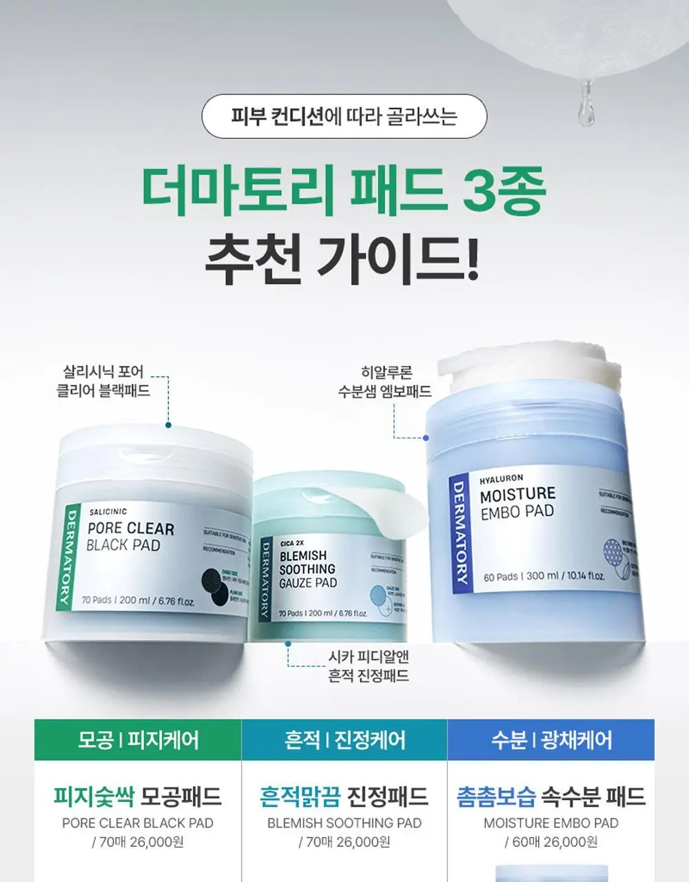 [열감진정] 더마토리 시카 엑소좀 흔적 진정 거즈 토너패드 70매+10매 기획 상세페이지 1